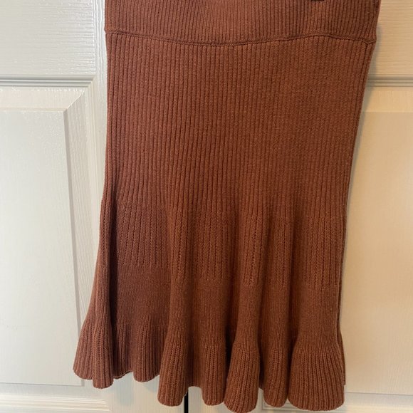 NWT Free People ribbed sweater skirt M cocoa Heather brown cotton blend - Picture 5 of 5